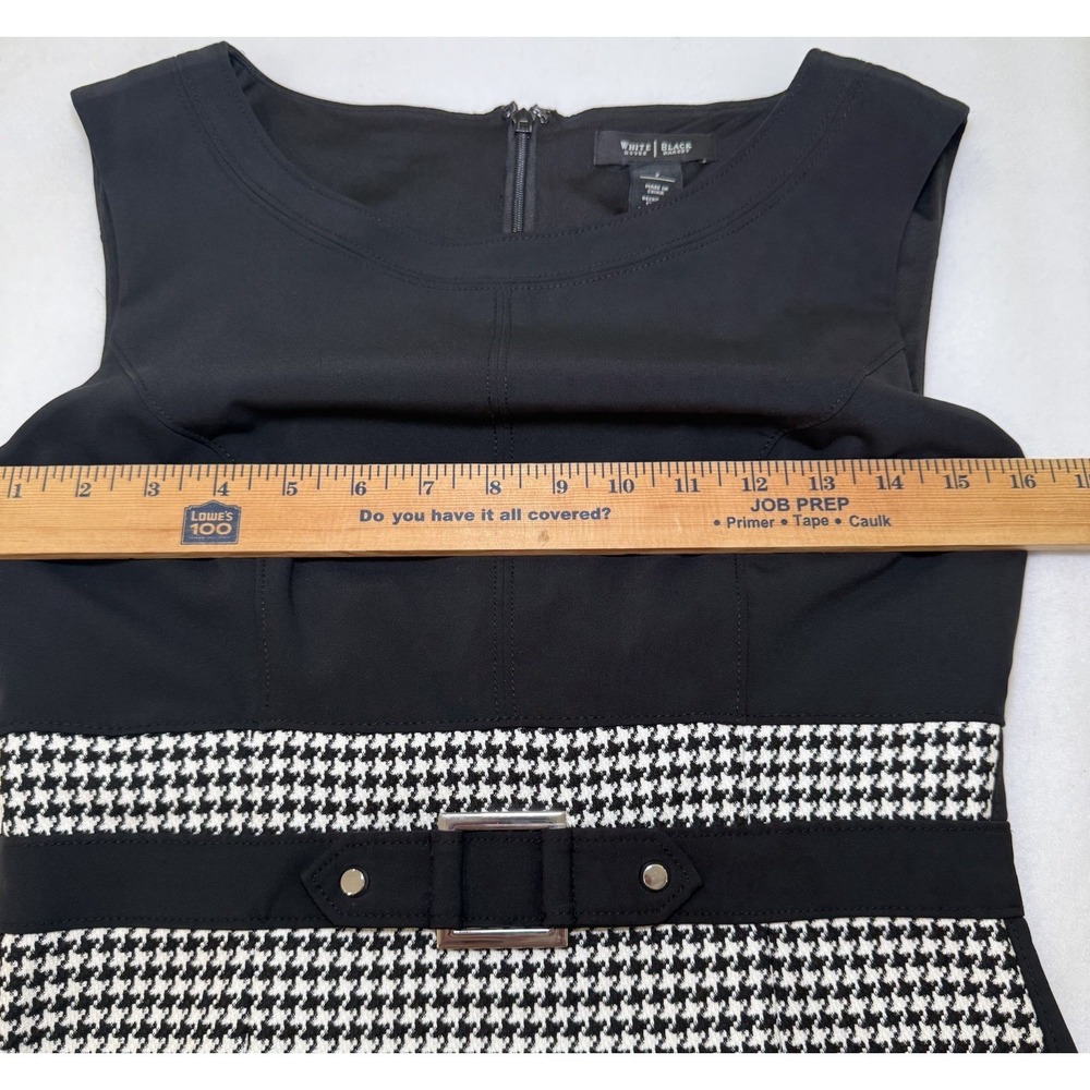 White House Black Market Checked Houndstooth Sheath Career Dress Belted 2 Office - Picture 10 of 16